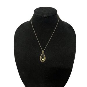 Lia Sophia Gold Tone Tear Drop Pendant Necklace On The Prowl Mother Of Pearl NWT